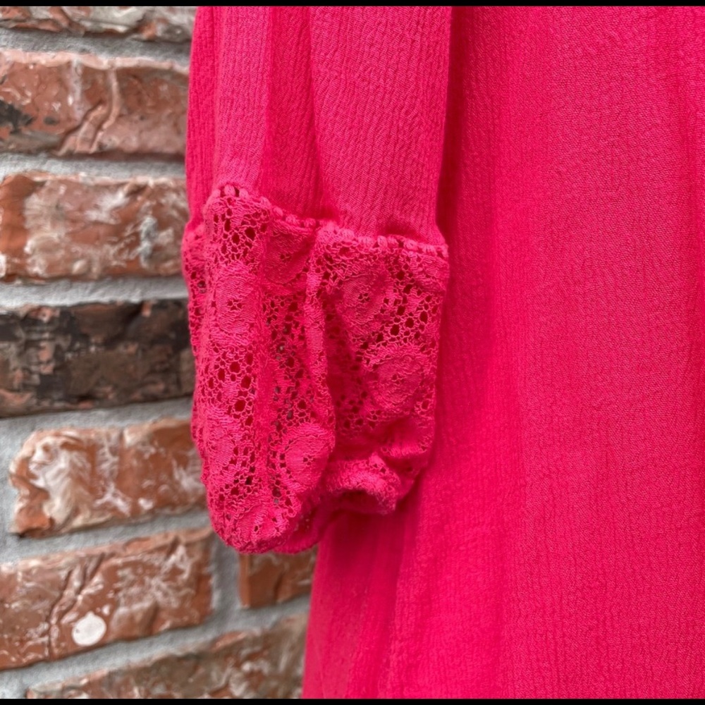 Anthropologie Figuroa & Flower hot pink lace floral top / S / EUC - Picture 3 of 10